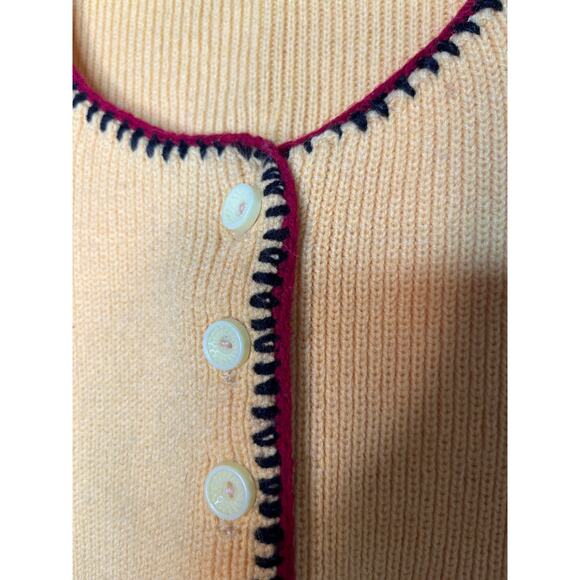 1970s Andrew St. John Import Bright Yellow Red Disco Mod Cropped Sweater Vest M - Picture 3 of 5